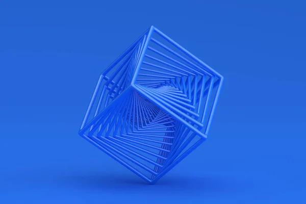 Renderizado Abstracto Diseño Geométrico Cubo Azul —  Fotos de Stock