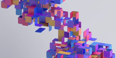 Soyut 3d görüntüleme, renkli geometrik arkaplan tasarımı