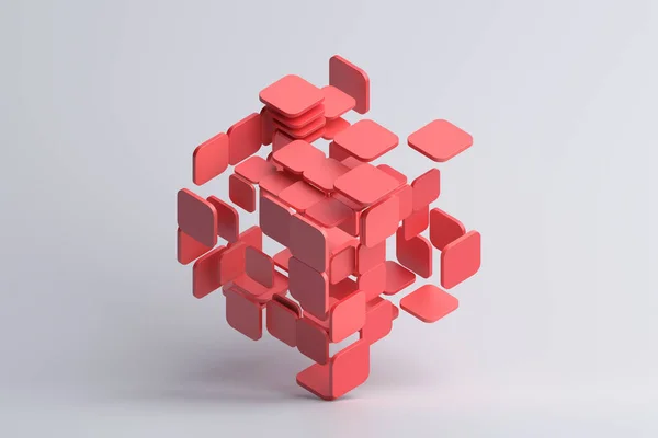 Abstract Render Rood Geometrisch Compositieontwerp — Stockfoto