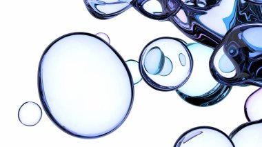 Soyut 3D oluşturma, temiz sıvı baloncuklar, arkaplan tasarımı