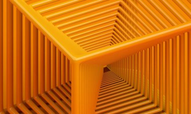 Soyut yapı, sarı arkaplan tasarımı, 3d oluşturma