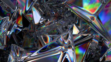 Koyu arkaplan tasarımı, soyut cam şekilleri, 3 boyutlu görüntüleme