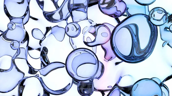 Abstract 3d render, liquid bubbles, background design