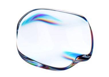 Soyut yanardöner şekil, dalgalı cam daire, 3 boyutlu çizim