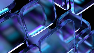 Koyu arkaplan tasarımı, soyut geometrik bloklar, 3d oluşturma