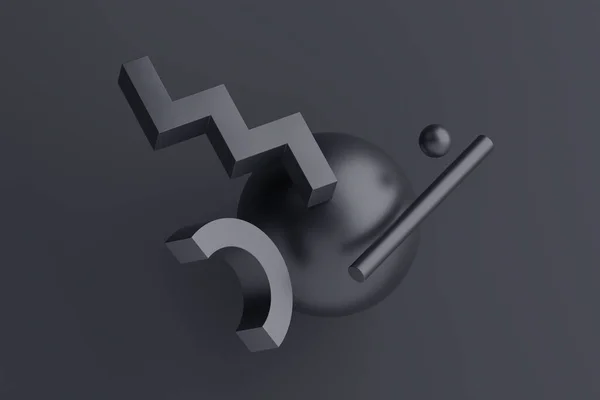 Rendu Abstrait Composition Géométrique Minimaliste Noire Images De Stock Libres De Droits