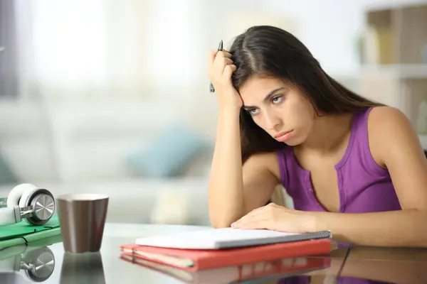 Frustrated Student Boring Complaining Home — Stock Photo, Image