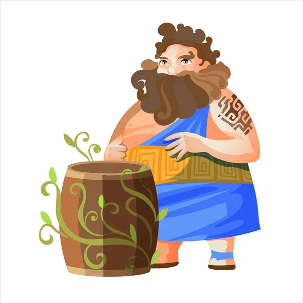 Dionysus Ancient Greek God Wine Ancient Greece Mythology Fat Man — Stock Vector