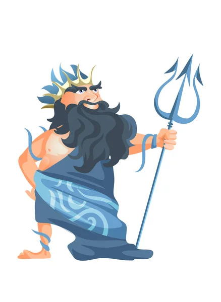 Antico Dio Greco Del Mare Delle Acque Poseidone Uomo Vettoriale — Vettoriale Stock