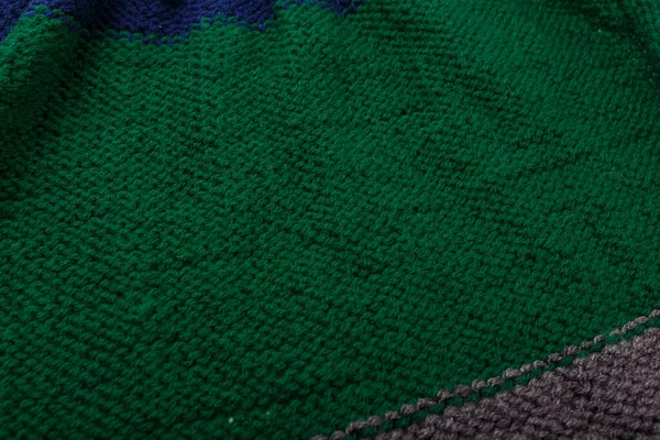 Dzianina Paski Zielony Szary Niebieski Materiał Tło Powierzchnia Tekstylna Bluza — Zdjęcie stockowe