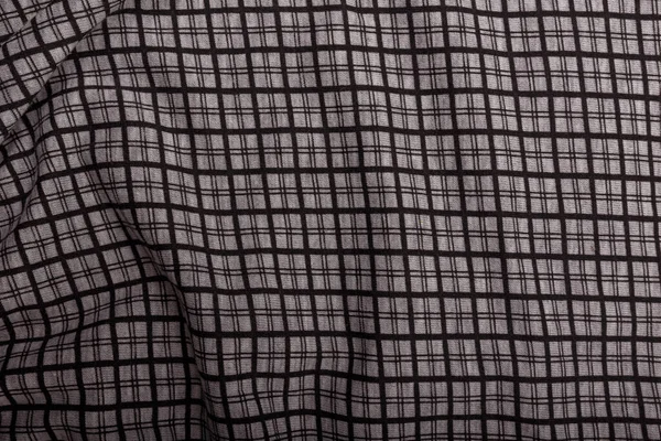 Black Grey Checkboard Pattern Cotton Fabric Background Garment Texture — Stockfoto