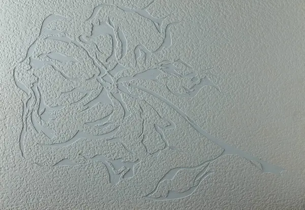 Dekoratif alçı dokusu, gül şekilli kabartmalı süs malzemesi arkaplanı. Modern iç ayrıştırma, sıva