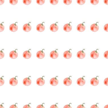 Beyaz zemin üzerinde suluboya balkabaklarının kusursuz deseni, elle boyanmış resimleme elementleri