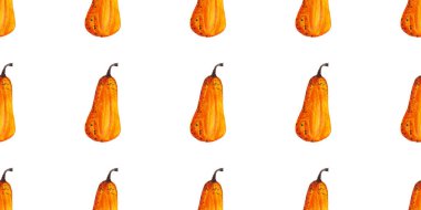 Beyaz arkaplanda suluboya kabakların kusursuz deseni, han