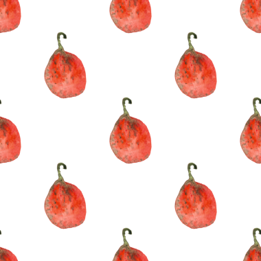 Beyaz zemin üzerinde suluboya balkabaklarının kusursuz deseni, elle boyanmış resimleme elementleri