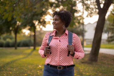 african american woman backpacker traveling