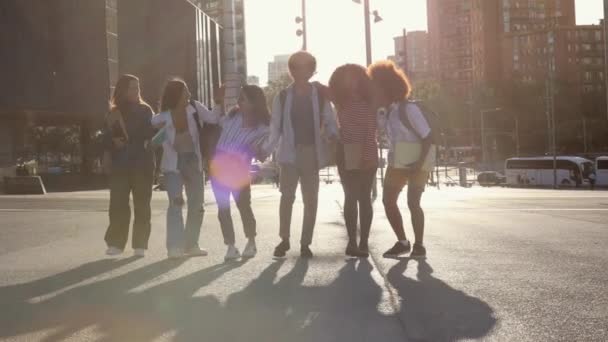 Multiracial Group Young Best Friends Having Fun Together Diverse Millennial — Stok Video
