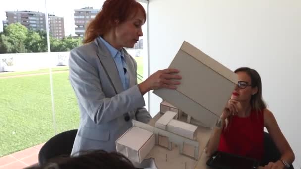 Femme Architecte Lors Une Réunion Avec Des Collègues Personnes Génération — Video