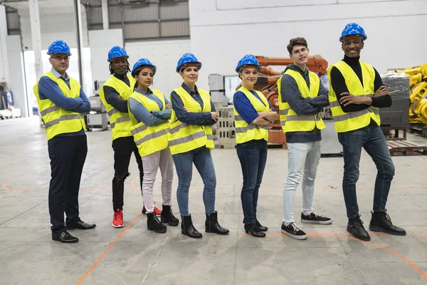 group of multiracial workers from a logistics company, diverse engineers