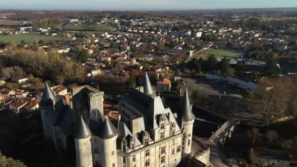 Mooi Frans Kasteel Drone Uitzicht — Stockvideo