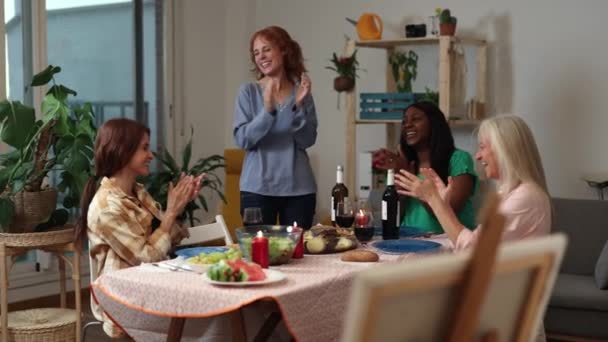 Joyful Laughter Friends Casual Dinner Party — Stock Video