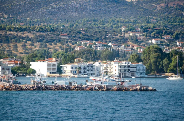 Widok Morza Eretria Town Harbor Wyspa Evia Grecja — Zdjęcie stockowe