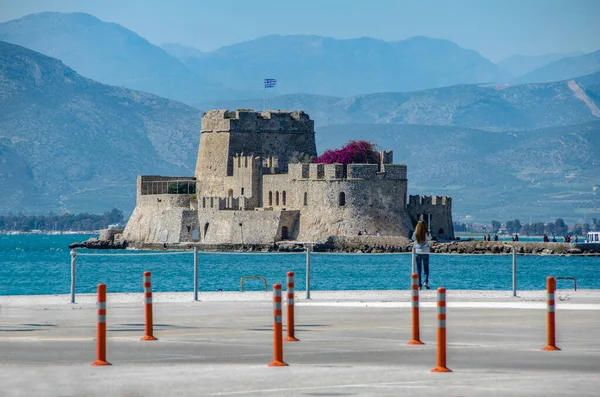 View Nafplion City Bourtzi Fortress Sea Greece — Stock Photo, Image