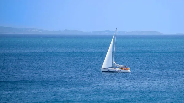 Sport Team Sailing Training Boat Morning Saronic Gulf Piraus Greece — Stock Photo, Image