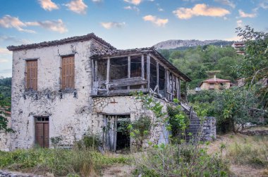 old stone house in Zarouhla village. Achaia, Greece