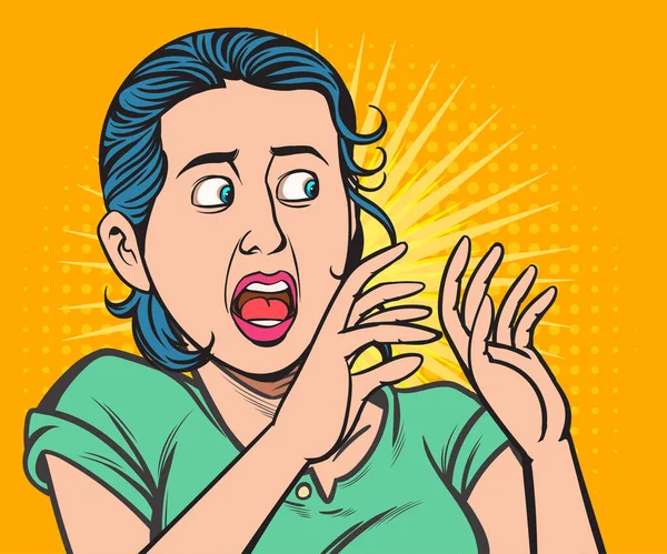 Een Vrouw Extreme Angst Hand Getekend Stijl Vector Ontwerp Illustratie — Stockvector