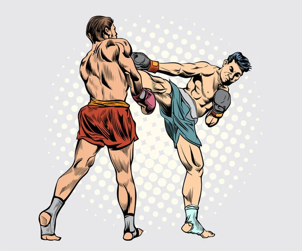 Muay Thai Thai Boxing Kick Boxing Martial Arts Vector Illustration — Vector de stock