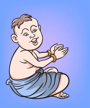 Tayland geleneksel dansı, Taylandlı çocuklar, Tayland çizgi filmleri. Pop art retro el çizimi biçim vektör tasarımı illüstrasyonu.