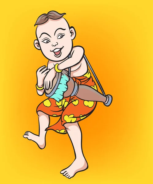 Crianças Tailandesas Desenhos Animados Tailandeses Peça Musical Tailandesa Pop Arte — Vetor de Stock