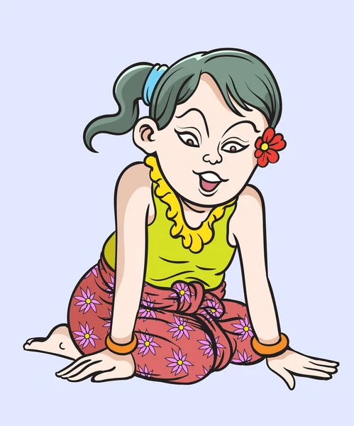 Danza Tradicional Tailandesa Niños Tailandeses Dibujos Animados Tailandeses Arte Pop — Archivo Imágenes Vectoriales