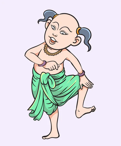 Thai Traditional Dance Thai Children Thai Cartoons Pop Art Retro — Stock Vector