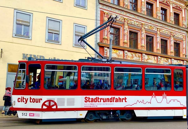 Tramwaj Mieście Erfurt — Zdjęcie stockowe