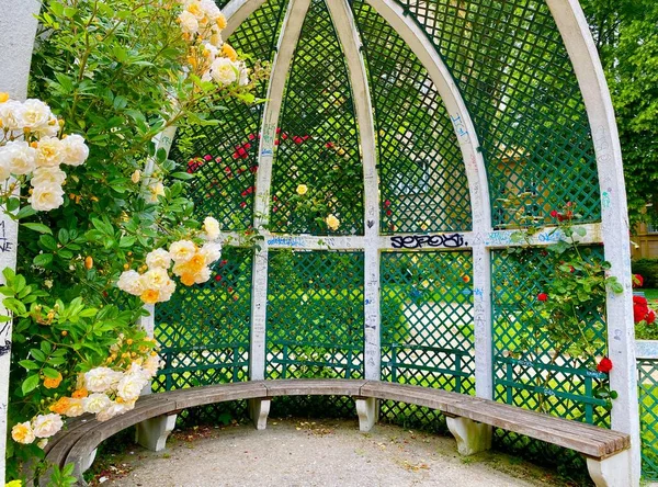 Schöner Rosengarten Einem Kleinen Park Platz Rene Gall Paris — Stockfoto