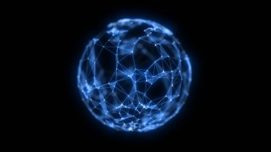 Çizgiler ve noktalardan soyut teknoloji küre arkaplanı. Boşluk geometrik arkaplanı