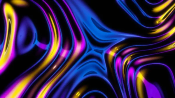 未来主义彩虹全息图波 金属箔背景 霓虹灯的波浪形表面 — 图库照片