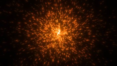 Parlak parlak uçan daireler parçacıkları ateşler. Arka plan gibi havai fişekler