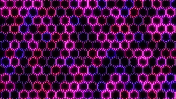 Abstract Futuristic Hexagon Glowing Neon Surface Structure Hud — Stock Photo, Image