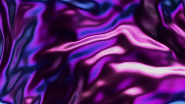 Futuristiska Skimrande Holografiska Vågor Metallisk Folie Bakgrund Neon Färger Vågig — Stockfoto