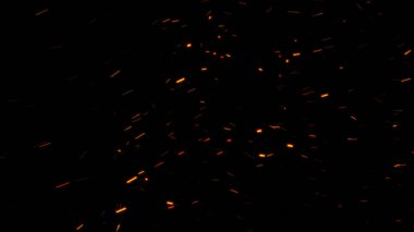 Yanan kül arka planı. Kıvılcımlar. Titrek soyut Parçacıklar