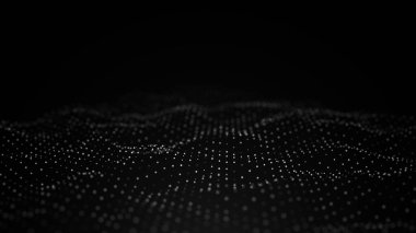 Soyut akışkan yüzey fraktal dalga arkaplanı. Izgara, noktalar ağı.