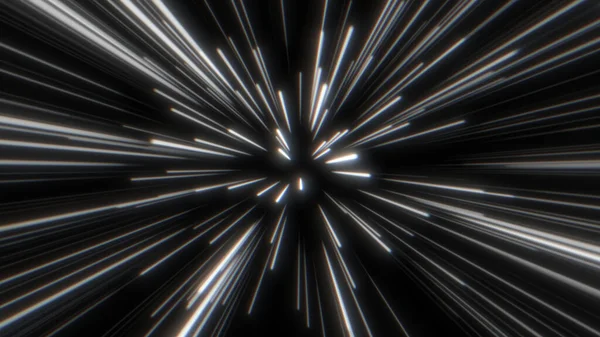 Através Espaço Starfield Partículas Abstratas Fundo Raios Néon — Fotografia de Stock