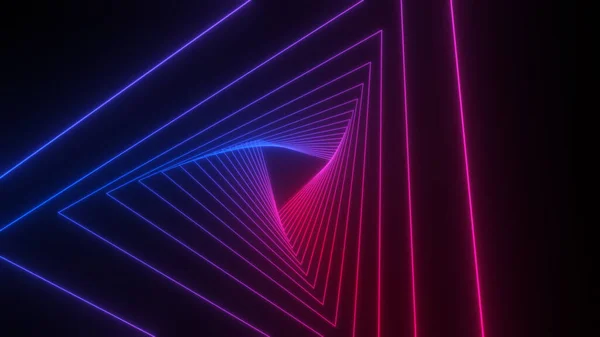 Reis Door Een Abstracte Neon Tunnel Gloeiende Kleurrijke Achtergrond — Stockfoto