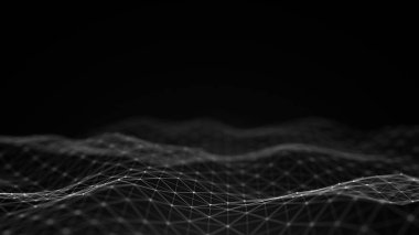 Soyut akışkan yüzey fraktal dalga arkaplanı. Izgara, noktalar ağı.