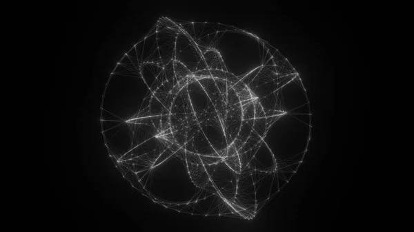 Forme Sphère Polygonale Orbitale Fluide Hud Élément Fui Lignes Points — Photo