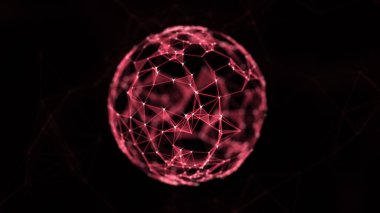 Çizgiler ve noktalardan soyut teknoloji küre arkaplanı. Boşluk geometrik arkaplanı