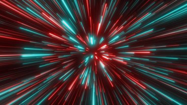 Uzayda, yıldız alanında. Soyut parçacıklar, neon ışınları arkaplanı.